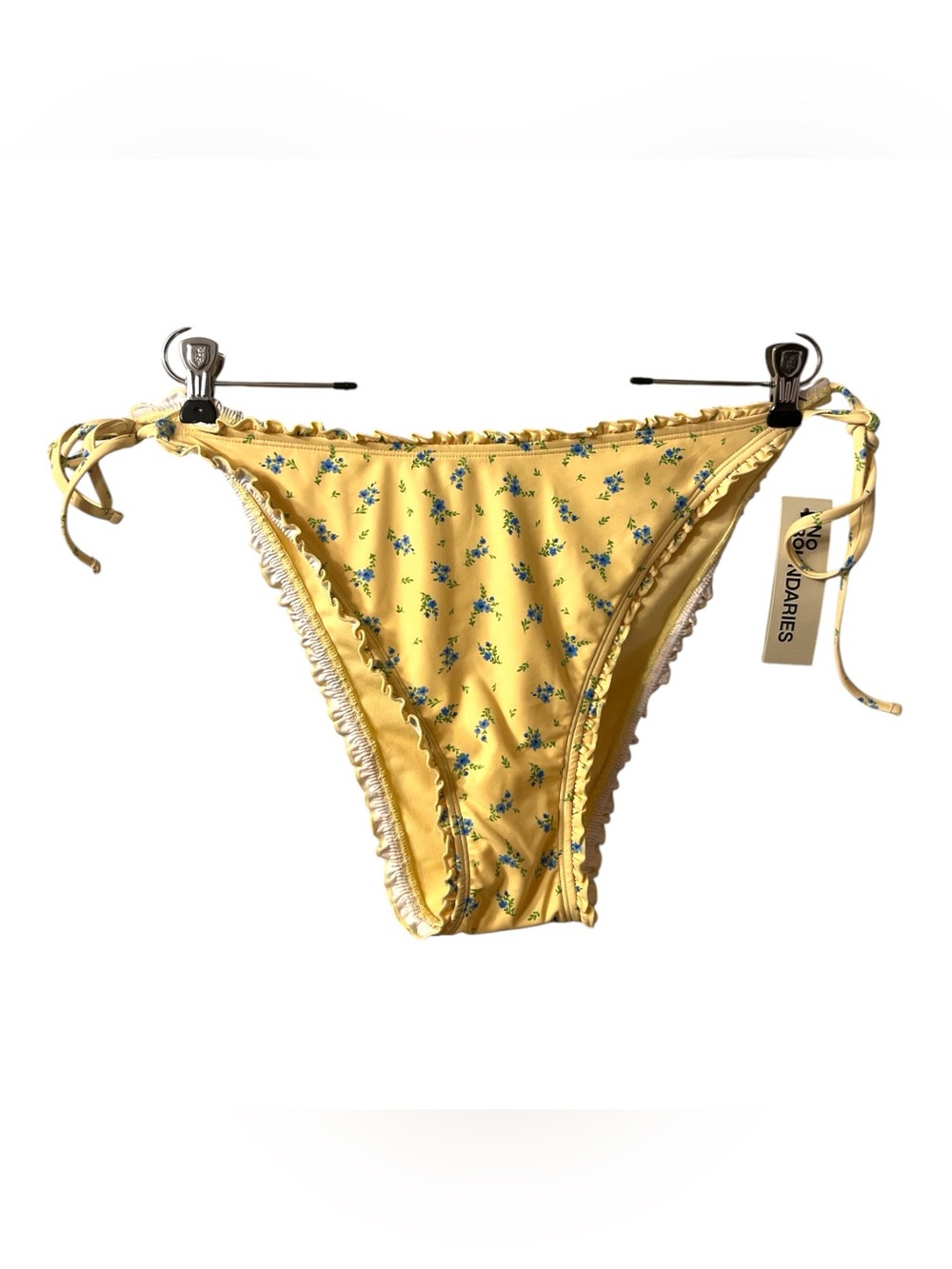 No Boundaries Yellow Floral Bikini Brief with Blue Blossoms